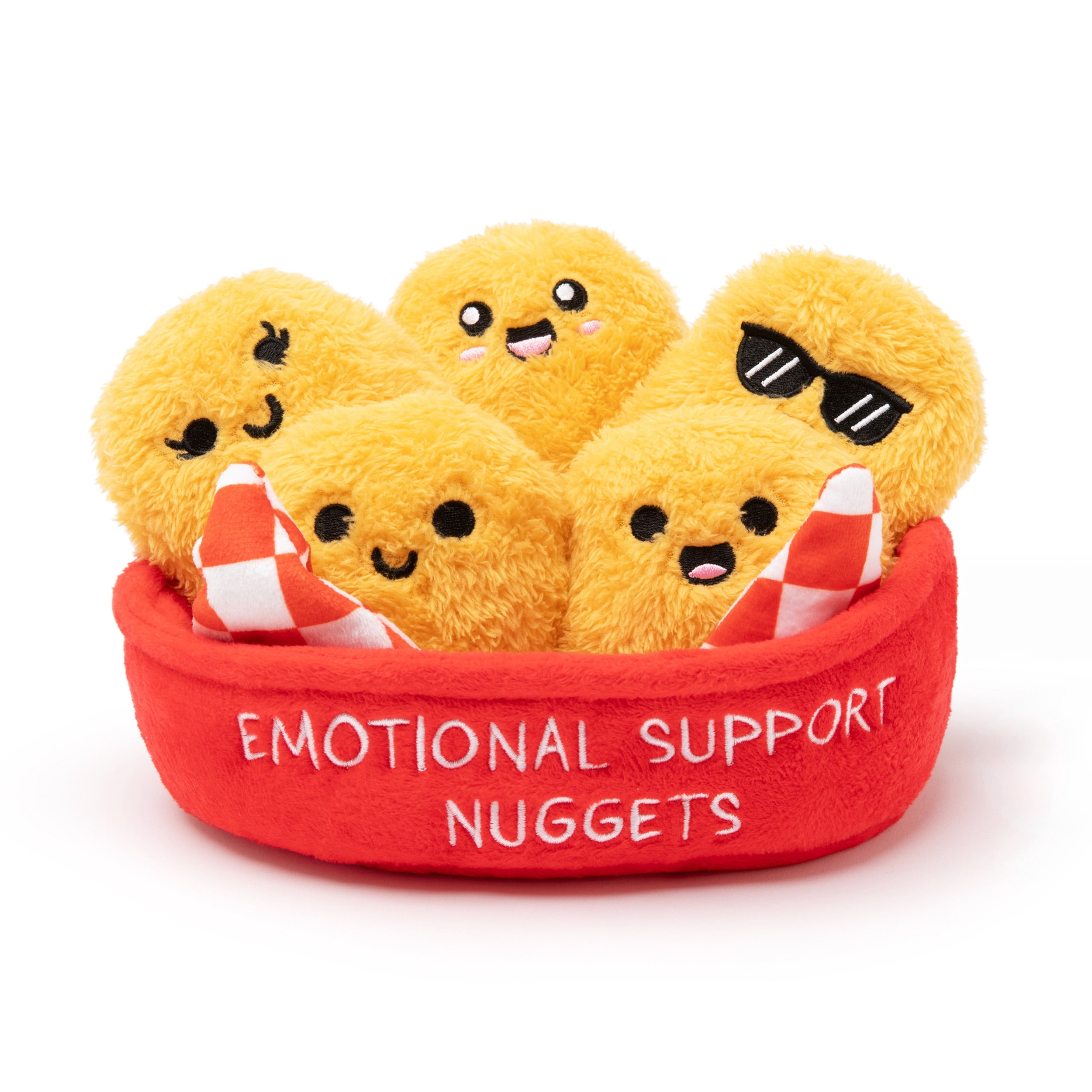 Emotional Support Chicken Nuggets Plush Toys by Emotional Support Pals, 5 Plush with Carrying Basket