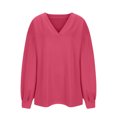 thumbnail image 5 of MeetoTime Oversized Long Sleeve Pullover for Women Fall Trendy V-Neck Loose Solid Color Sweatshirt Tops, 5 of 5