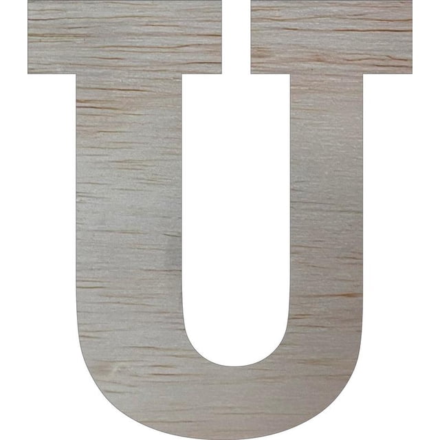 Wooden Block Letters, Unfinished 4'' Rockwell U, Craft