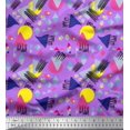 thumbnail image 1 of Soimoi Purple Rayon Fabric Circle & Triangle Geometric Decor Fabric Printed Yard 42 Inch Wide, 1 of 5
