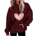 thumbnail image 1 of Plebaso Women's Heart Printed Hoodies Drawstring Long Sleeve Sweatshirts Loose Pullover Tops with Pockets, 1 of 5