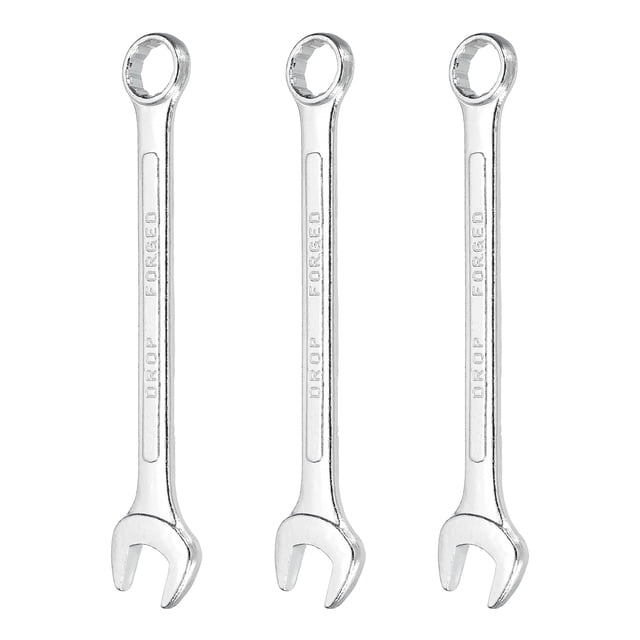 3Pcs Combination Wrench 15mm Metric 12-Point Box and Open End Zinc Plated Steel