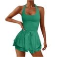thumbnail image 2 of Kaemgyyd Womens Workout Rompers Stretchy Sleeveless Athletic Running One-Piece Outfit Fashion Drawstring Halter Gym Yoga Jumpsuits, 2 of 6
