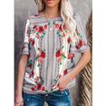 thumbnail image 1 of Nouveau Col Rond Imprimé Floral pour Femmes Boho Sexy Casual Tops T-Shirts Vintage à Manches Courtes et Tailles Coldker, 1 of 8