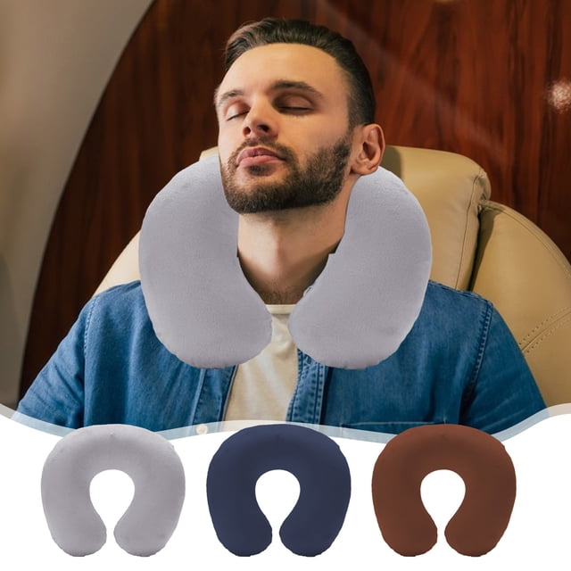 Cagogo under $5 3Pcs Travel Neck Pillows, Inflatable Travel Neck Pillow, PVC U-Shape Air Pillow, Portable Camping Sleep Pillow, Airplane Neck Support Pillow, Outdoor Nap Pillow for Travel