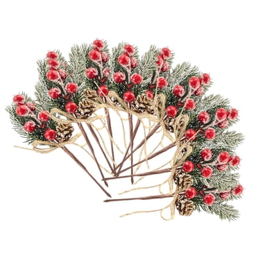 10Pcs Artificial Christmas Picks for Winter Greenery Holiday Decor Gift Wrap Red