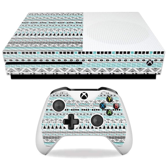 MightySkins Carbon Fiber Skin for Microsoft Xbox One S - Turquoise Tribal | Protective, Durable Textured Carbon Fiber Finish | Easy to Apply, Remove, and Change Styles | Made in The USA