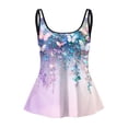 thumbnail image 4 of NIEWTR Tankini Haut pour Femme, Maillots de Bain à Col Rond, Maillot de Bain Modeste à Effet Ventre Plat, Bretelles Spaghetti, Haut de Tankini (Violet, M), 4 of 5