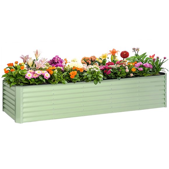 SogesPower Kit de Jardinière Surélevée Galvanisée, Bac de Plantation de Jardin Extérieur pour Légumes, Fleurs et Herbes, 8 x 2 x 2 Pi, Vert Avocat