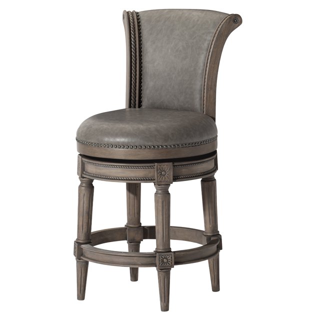 Maven Lane Pullman Counter Stool in Reclaimed Oak Finish w/ Ronan Stone Vegan Leather