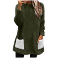 thumbnail image 1 of Yuyuzo Chandails en Molleton en Molleton pour Femmes Automne Hiver Manches Longues Col Rond avec Poches, 1 of 6