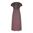 thumbnail image 5 of Meichang Robes en Lin pour Femmes 2024 Rétro à Imprimé Floral Coupe Ample Robes Midi Manches Courtes Col Rond Robes d'Été Décontractées Évasées Légères Confortables Longues Robes de Travail Rouge G, 5 of 5