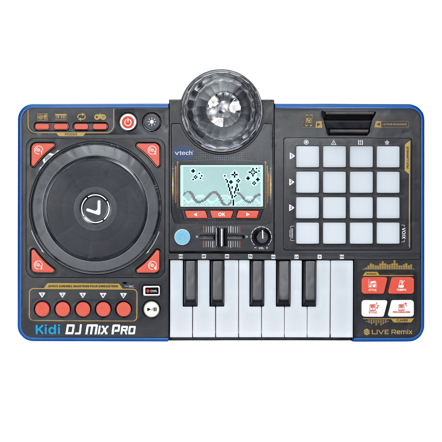VTech Kidi DJ Mix Pro Table tournante musicale réaliste avec clavier et chansons pour enfants pour les enfants - Version Française, 5+ Ans