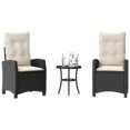 thumbnail image 1 of vidaXL 3 Piece Bistro Set with Cushions Black Poly Rattan, 1 of 5