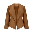 thumbnail image 3 of Économies d'Automne! srobpty Veste à Manches Longues pour Femme, Veste Courte à Col à Revers pour Femme en Suède Uni, Mode Décontractée, Tissu Confortable, Kaki, TG, 3 of 4