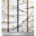 thumbnail image 1 of Soimoi Green Modal Satin Fabric Geometric Triangle & Jamdani Print Fabric by Yard 42 Inch Wide, 1 of 2