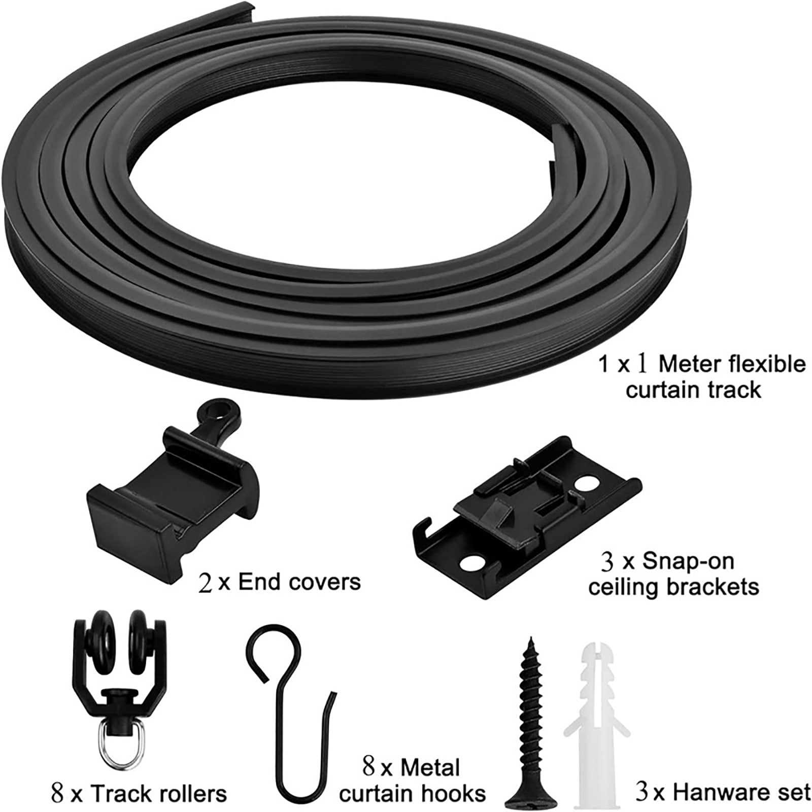 Curtain Track Set Heavy Duty Bendable Silent Gliding Rail System For Home And Metal Curtain Rod Accessories