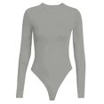 thumbnail image 4 of 2025 Femmes Col Ras du Cou Long Combinaison pour Femmes Justaucorps à Manches Confortable contre le Pyjama Assorti la Peau Hauts Femme Pyjamas Justaucorps Femmes, 4 of 4