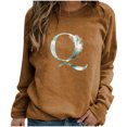thumbnail image 3 of Pompotops Winter Womens Casual Long Sleeve Tops Ladies Print Sweatshirt Blouse Tee Sweater Clearance, 3 of 4