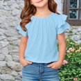 thumbnail image 2 of Yanlir 2025 Chemises d'Été pour Enfants Manches Raglan T-Shirt Graphique à Manches Courtes Haut à Col Rond T-Shirt pour Filles Tee Ample Décontracté Hauts (Bleu Ciel#1, 11 Ans), 2 of 7