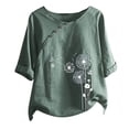 thumbnail image 1 of 2025 Col Rond Manches Courtes à Boutons T-Shirt de Compression à Manches Longues pour Femmes Imprimé Floral T-Shirt Court Hauts Chemise à Manches Longues pour Femmes Blouse Décontractée Femme Chemises à Manches Longues pour Femmes, 1 of 4
