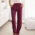 thumbnail image 2 of VEKDONE Womens Linen Long Pants Wine L, 2 of 4