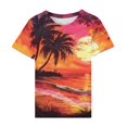 thumbnail image 4 of Tnhcen T-Shirts à Col Rond Imprimés pour Femmes pour Vacances d'Été / Blouses Style Villégiature Décontracté P-3TG / Hauts de Vacances en Mélange Polyester Spandex, 4 of 5