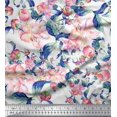 thumbnail image 1 of Soimoi Moss Georgette Fabric Leaves & Buds Flower Printed Fabric 1 Yard 42 Inch Wide, 1 of 3