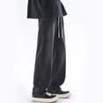 thumbnail image 4 of Dagugfen Mens Denim Pants Drawstring Straight Leg Loose Solid Color Classic Fashion Casual Jean Pants, 4 of 8