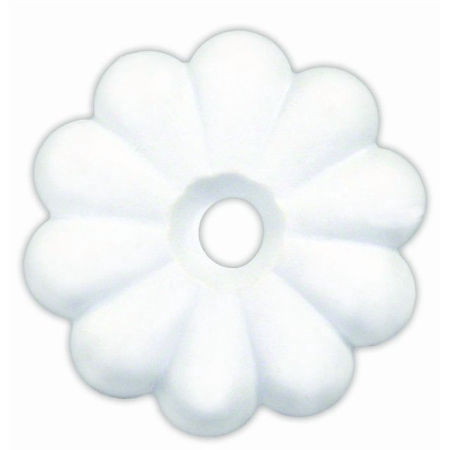 JR Screw Rosettes 20455 Use On Ceiling Panels; Flower Pattern; White; Plastic; With Mounting Screws