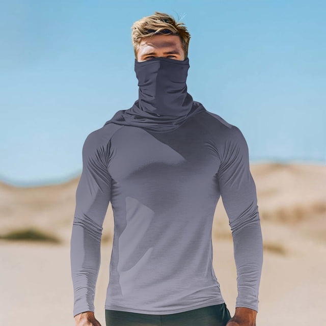Handshe Summer Print Lightweight Skin Jacket, Breathable Sun Protection UPF 50+ UV Resistant with Face Cover Sleeves, Hiking Outdoor Sports Rash Guard Hooded Shirt,Plus Size