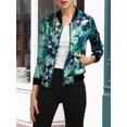 thumbnail image 2 of INSPIRE CHIC Blouson Bomber Court à Imprimés Floraux pour Femme à Col Montant à Fermeture à Glissière, 2 of 4