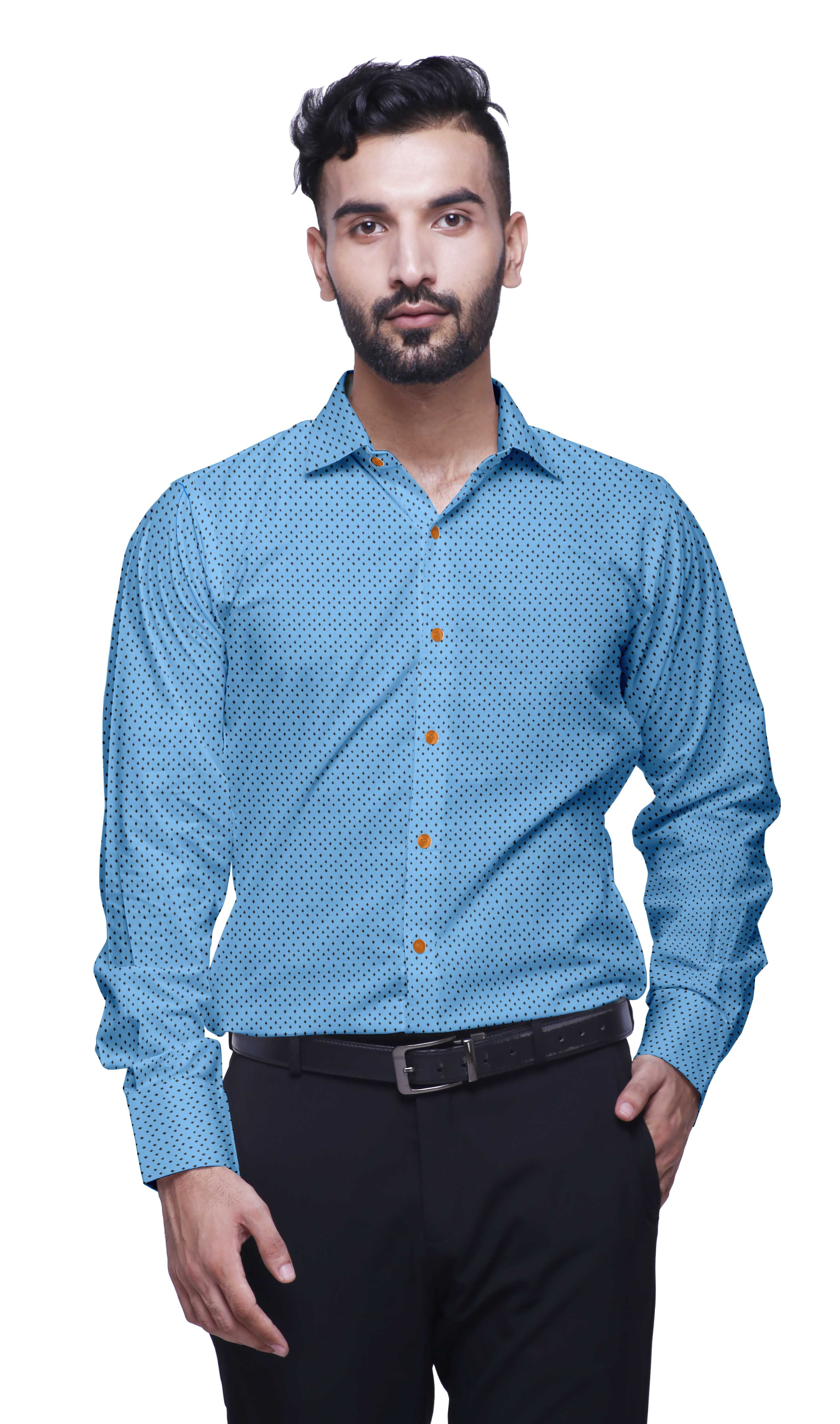 BESTMAN Chemise en Coton avec Poches Col Évasé Boutonnée Chemise Formelle