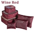 thumbnail image 1 of 6pcs Set Travel Storage Bags Suitcase Packing Set Storage Cases Portable Luggage Organizer Clothes Shoe Foldable Organizer WineRed, 1 of 6
