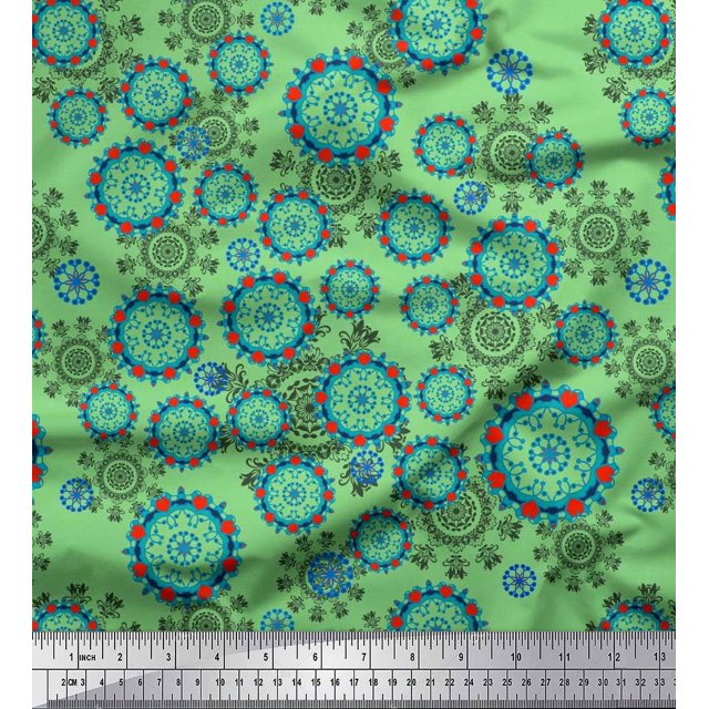 Soimoi Moss Georgette Fabric Floral & Damask Ethnic Print Fabric by Yard 42 Inch Wide