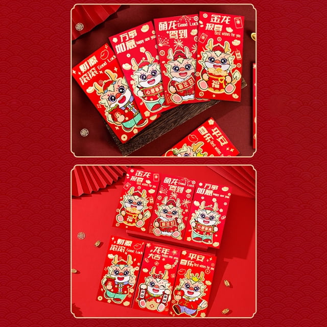 Ruiboury 6pack/lot Chinese Lunar Year Spring Festival Red Envelopes Wide Applications 209C,6pcs 6.7 inch
