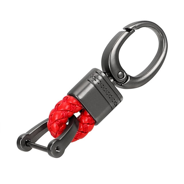 ziyahi Universal Car Key Holder Zinc Alloy Vehicle Start Key Ring Buckle Keychain Automotive Accessory, Red Leather