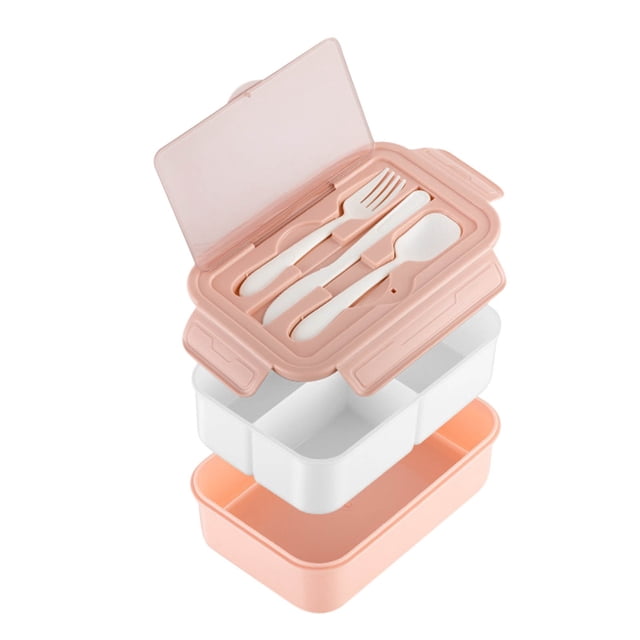 Dvkptbk Lunch Box Plastic Lunch Box Fresh-Keeping Box Microwave Oven Heating Sealed Thermal Insulation Bento Box Lunch Box with Tableware Camping Essentials