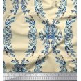thumbnail image 1 of Soimoi Modal Satin Fabric Floral & Ogee Damask Print Fabric by the Yard 42 Inch Wide, 1 of 1