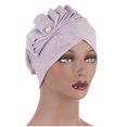 thumbnail image 2 of CEHVOM Women Solid Beading India Hat Muslim Ruffle Chemo Hat Beanie Wrap Cap, 2 of 5