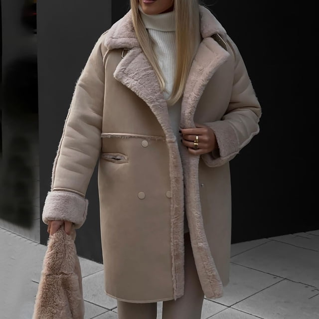 EGNMCR Manteau et Vestes Décontractés à Manches Longues avec Capuchon pour Femmes, Veste à Manches Longues Unie avec Poche et Revers, Manteau pour Femme
