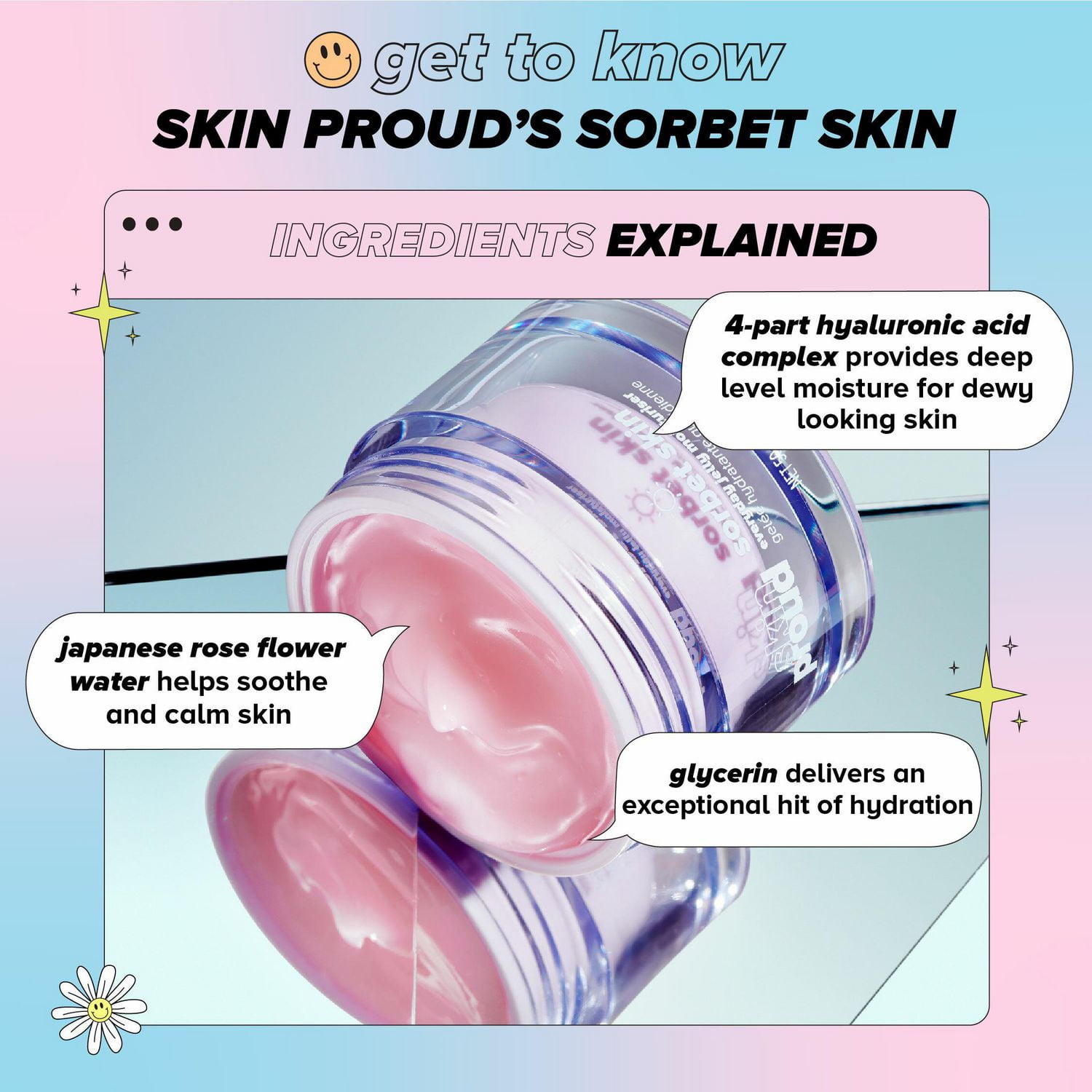 Skin Proud - Sorbet Skin - Gelee Hydratante Quotidienne, Sans Huile, 100% Vegan (50ml)