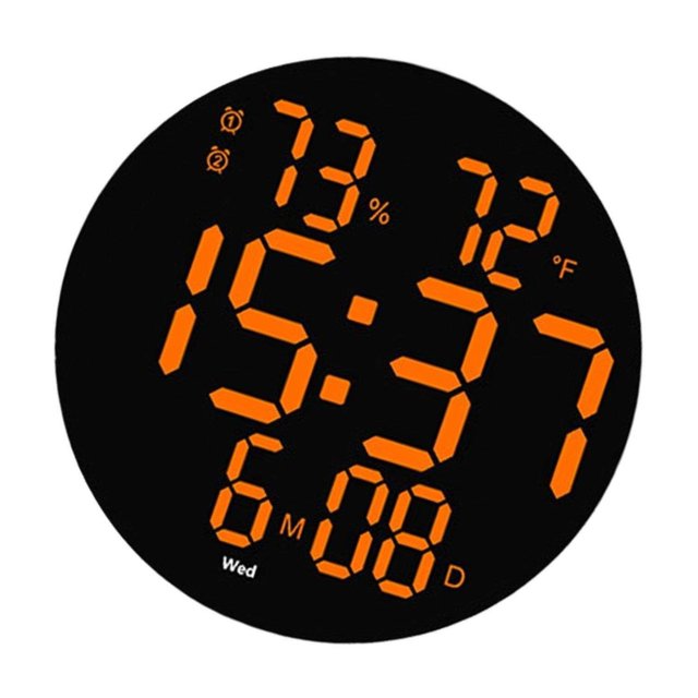 Wall Clock USB Powered Clock Digital Clock for Living Clock home Decoration Room Orange