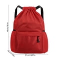 thumbnail image 3 of HHBEAUTY Red Drawstring Gym Bag for Men, Waterproof Drawstring Backpack for Women, Swim Bag with Shoes Compartment, Pull String Sport Bag for Soccer and Basketball, 3 of 7