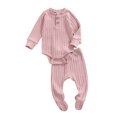 thumbnail image 3 of Xingqing Newborn Infant Baby Girl Boy Fall Winter Clothes Rib Knit Romper Footie Pants Outfits Sleeper, 3 of 8
