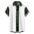 thumbnail image 4 of XZNGL Chemise à Manches Courtes Boutonnée pour Hommes, Col Rabattu à Imprimé Patchwork, Mélange Polyester Spandex, avec Poches avant, Coupe Décontractée, Tenue d'Été pour l'Extérieur, 4 of 6