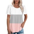 thumbnail image 1 of Plebaso Hauts pour Femmes Chemises à Œillets Manches Courtes T-Shirts Amples Col Rond Décontracté Blouses Tendance, 1 of 6