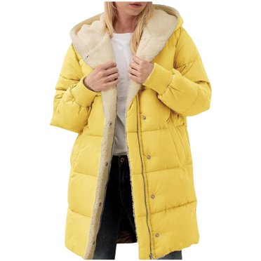 Wiyuqeen Womens Winter Warm Coats Loose Fit Sherpa Fleece Lined Long Jackets with Pockets Ladies Thick Hooded Zip-up Puffer Jacket Winter Snap Front Lightweight Outerwear