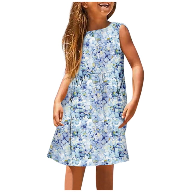Xuewenshw Robe Décontractée Sans Manches à Col Rond Imprimée Mignonne de Printemps et d'Été pour Filles (4) Ensemble de Ballet pour Tout-Petites