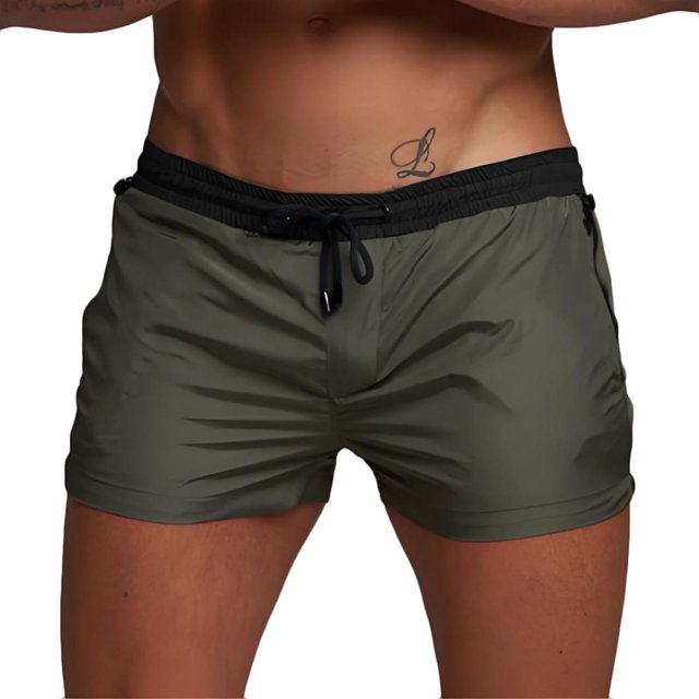 Shorts de Sport Solides pour Hommes, Shorts Classiques à Taille Patchwork, Shorts de Course à Séchage Rapide, Shorts Confortables à Taille Élastique, Shorts de Basketball Tendance pour l'Extérieur, Bas d'Entraînement Décontractés pour le Gym
